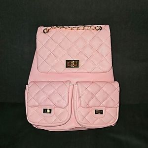 Pink Quilted Medium Backpack